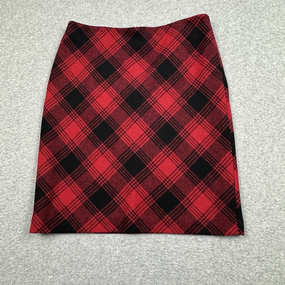 Eddie Bauer Wool Blend Tartan Plaid A-Line Skirt Size 4 Side Zip Preppy Clueless